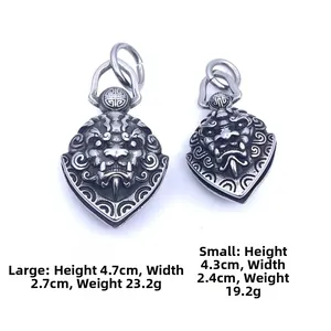 Ρετρό πανκ ανδρικό μενταγιόν λιοντάρι από τιτάνιο σε μεγάλα και μικρά μεγέθη