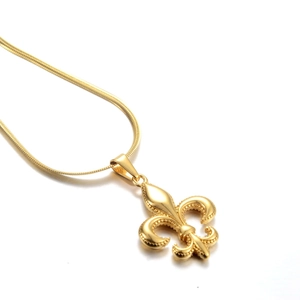 Edelstahl Lilie Anhänger Halskette Für Damen Herren Vergoldet Schlangenkette Hip Hop Personalisierte Schmuck Geschenk