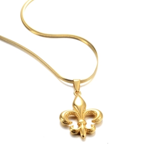 Eleganter goldener Fleur-de-Lis Anhänger an einer Schlangenkette für Damen Halskette
