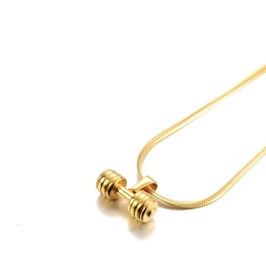 Poliertes Gold Hantel Anhänger Halskette mit Schlangenkette für Fitness-Enthusiasten