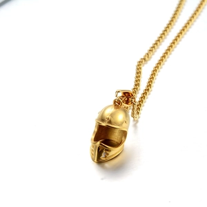 Spartan Helmet Pendant Necklace Stainless Steel Gold Plated Motorcycle Helmet Chain Necklace For Men Women Punk Gothic Jewelry