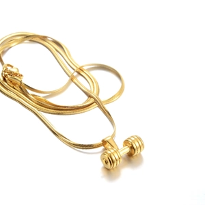 Poliertes goldenes Hantel-Anhänger-Halsband mit Schlangenkette für Fitnessbegeisterte