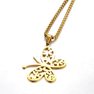 Collar Con Colgante de Mariposa de Acero Inoxidable de Moda para Mujer Cadena Oro Negro Joyería Regalo