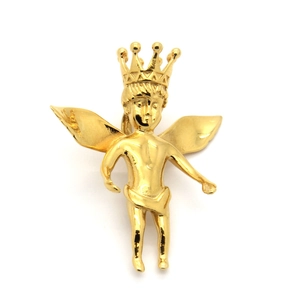 Vintage Angel With Crown Pendant Only Without Chain 316 Stainless Steel Gold Silver Hip Hop Charm For Men Women Jewelry