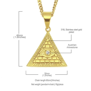 Pendente triangolo Occhio della Provvidenza in acciaio inossidabile dorato stile hip hop