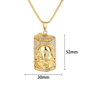Collier hip hop doré avec pendentif Franklin 100 dollars serti de brillants