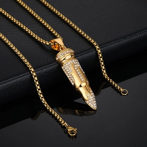 Hip hop vergulde kogel hanger met zirkonia stenen aan een gouden box ketting voor heren en dames