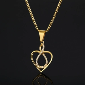 316 Stainless Steel Gold Plated Infinity Heart Pendant Only Without Chain Dainty Zirconia Pendant Women Jewelry Gift