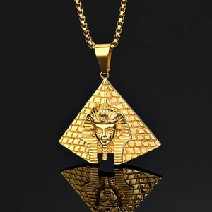 Ciondolo Faraone Piramide Egizia Vintage Solo Senza Catena Acciaio Inossidabile 316 Placcato Oro Gioielli Hip Hop Uomo