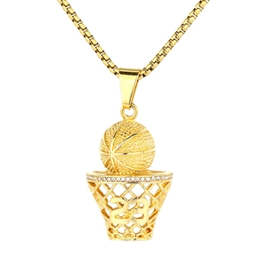 Collier hip hop punk plaqué or avec pendentif maillot numéro 23 et basket-ball