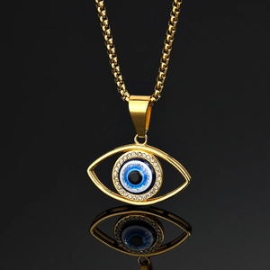 316 Stainless Steel Evil Eye Pendant Only Without Chain Gold Plated Zirconia Lucky Eye Charm For Women Ethnic Jewelry