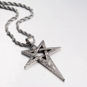 Hip hop pentagram necklace with eye of horus pendant and twisted chain for men and women