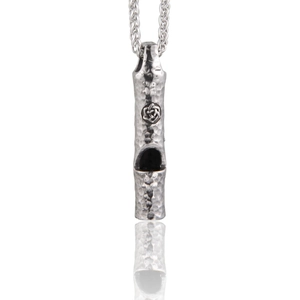 Retro Titanium Steel Whistle Pendant Necklace Hammered Celtic Knot Rose Jewelry For Men Women Distressed Silver Necklace