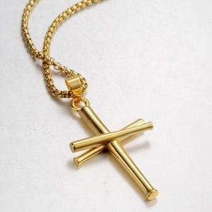 Titanium Steel Baseball Bat Cross Pendant Necklace For Men Women Gold Plated Sports Style Hip Hop Jewelry Gift