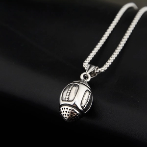 Personality Titanium Steel Rugby Pendant Necklace For Men Women Personalized Hip Hop Sport Style Football Jewelry Gift
