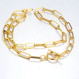 Collier Chaîne Trombone en Acier Titane pour Hommes Femmes Personnalisé Minimaliste Fermoir Cabillot Or Argent Bijoux de Mode Colliers