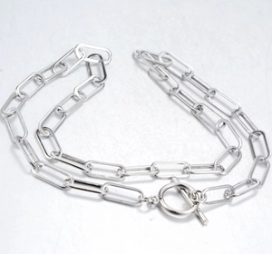 Collier à maillons trombone en argent avec fermoir à bascule minimaliste pour hommes et femmes