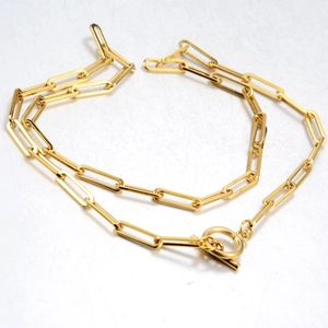 Collier chaîne trombone doré classique pour hommes et femmes avec un fermoir à bascule chic