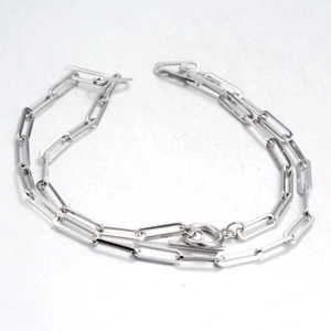 Collier chaîne trombone unisexe en acier inoxydable argenté avec fermoir à bascule OT