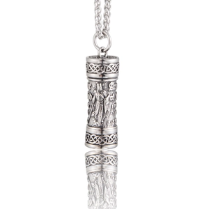 Stainless Steel Warrior Cylinder Perfume Bottle Pendant Necklace Retro Viking Religious Armor Of God Jewelry For Men