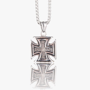 Vintage Stainless Steel Iron Cross Pendant Necklace For Men Women Retro Punk Gothic Jewelry Accessories Titanium Steel Chain