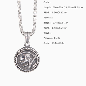Detailed view of silver viking skull pendant necklace showing precise measurements and size