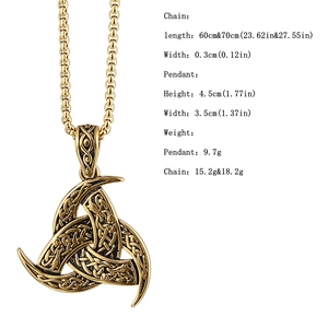 Detalles del colgante vikingo Triquetra con opciones de cadena de 60cm y 70cm de largo