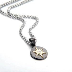 Hip hop star pendant necklace in gunmetal and gold finish for men and women