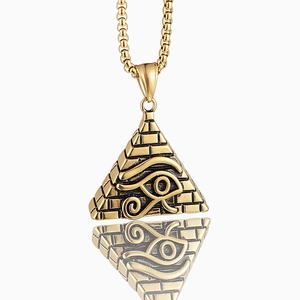 Vintage Egyptian Pyramid Eye Of Horus Pendant Necklace Stainless Steel Titanium Steel Punk Jewelry For Men Women Daily Accessory