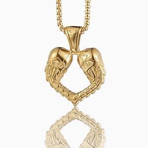Collar con Colgante de Corazón de Calavera de Acero Inoxidable Gótico para Hombres Mujeres Joyería de Estilo Esqueleto Punk Hip Hop Oro Plata