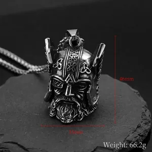 Nordisch Viking Odin Krieger Helm Anhänger Halskette Für Herren Retro Antik Silber Edelstahl Gotisch Keltisch Knoten Schmuck