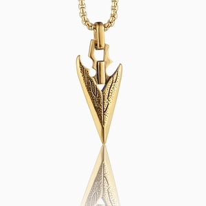 Collier Pendentif Pointe de Flèche en Acier Inoxydable Rétro Style Industriel Vintage Chaîne Maille Miroir en Titane pour Hommes Femmes
