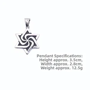 Detailed hexagram star pendant dimensions with 3.5cm height and 2.8cm width
