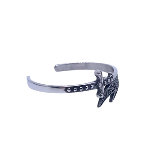 Retro stainless steel open bracelet for men featuring a vintage dagger and cross design