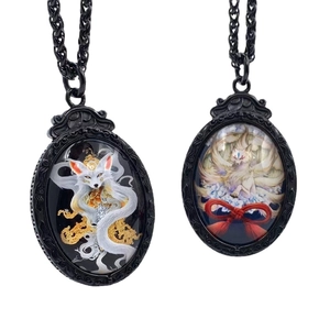 Colgante de Acero Inoxidable Vintage Retro Zorro de Nueve Colas Buda Ilustración Charm para Hombre Mujer Joyería Étnica