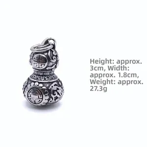 Pendentif Wu Lou vintage en acier inoxydable avec motifs de nuages et symbole de longévité