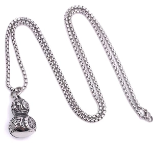 Collier rétro en acier inoxydable avec pendentif gourde, caractère Fu et chaîne box