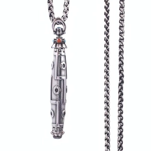 Collana con Pendente a Perla Dzi a Nove Occhi in Acciaio Inossidabile Vintage per Uomo Donna Stile Etnico Retrò Strass Intarsiato Collana Cilindrica Gioielli Regalo