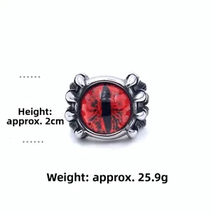 Detail of red dragon eye ring with claw setting, height 2cm and weight 25.9g