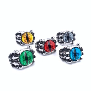 Men's Vintage Gothic Dragon Claw Evil Eye Stainless Steel Ring Punk Rock Animal Claw Demon Eye Statement Ring Jewelry Gift
