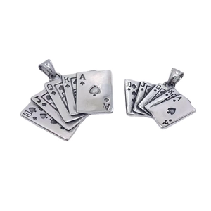 Retro stainless steel royal flush poker pendant necklace for men and women hip-hop style