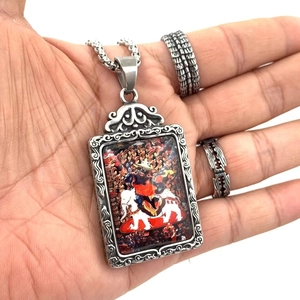 Collier rétro en acier titane avec pendentif Thangka rectangulaire et dieu éléphant