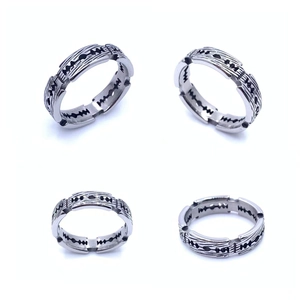 Industrieller Rasierklingen-Ring für Herren aus gebürstetem Edelstahl im Punk-Stil