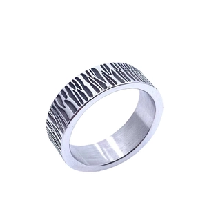 Herren Vintage Edelstahl Ring Set Hip Hop Punk Rasierklinge Holzmaserung Textur Nieten Bandring Industrie Stil Mode Schmuck