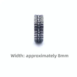 Bague dragon en acier inoxydable argenté pour homme avec motif écailles largeur 8mm