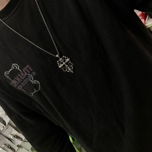 Vintage titanium steel cross pendant necklace with retro ivy engraving for men's hip hop style