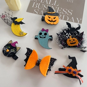 Halloween glitter pumpkin and ghost hair clips for kids party festive hair accessories set