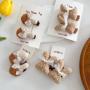 Barrettes à Cheveux en Tissu Lapin et Champignon Mignons Barrettes Noeud Doux Accessoires de Cheveux Faits Main