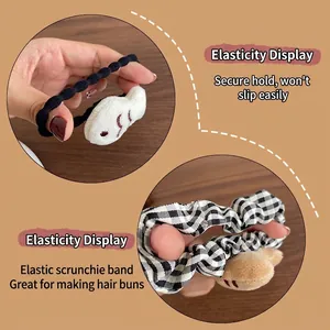 Lot de chouchous et élastiques en peluche chat et poisson pour coiffures filles et enfants