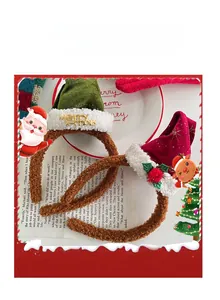 Détails de la pince à cheveux bonnet de Noël en peluche avec broderie et texture velours